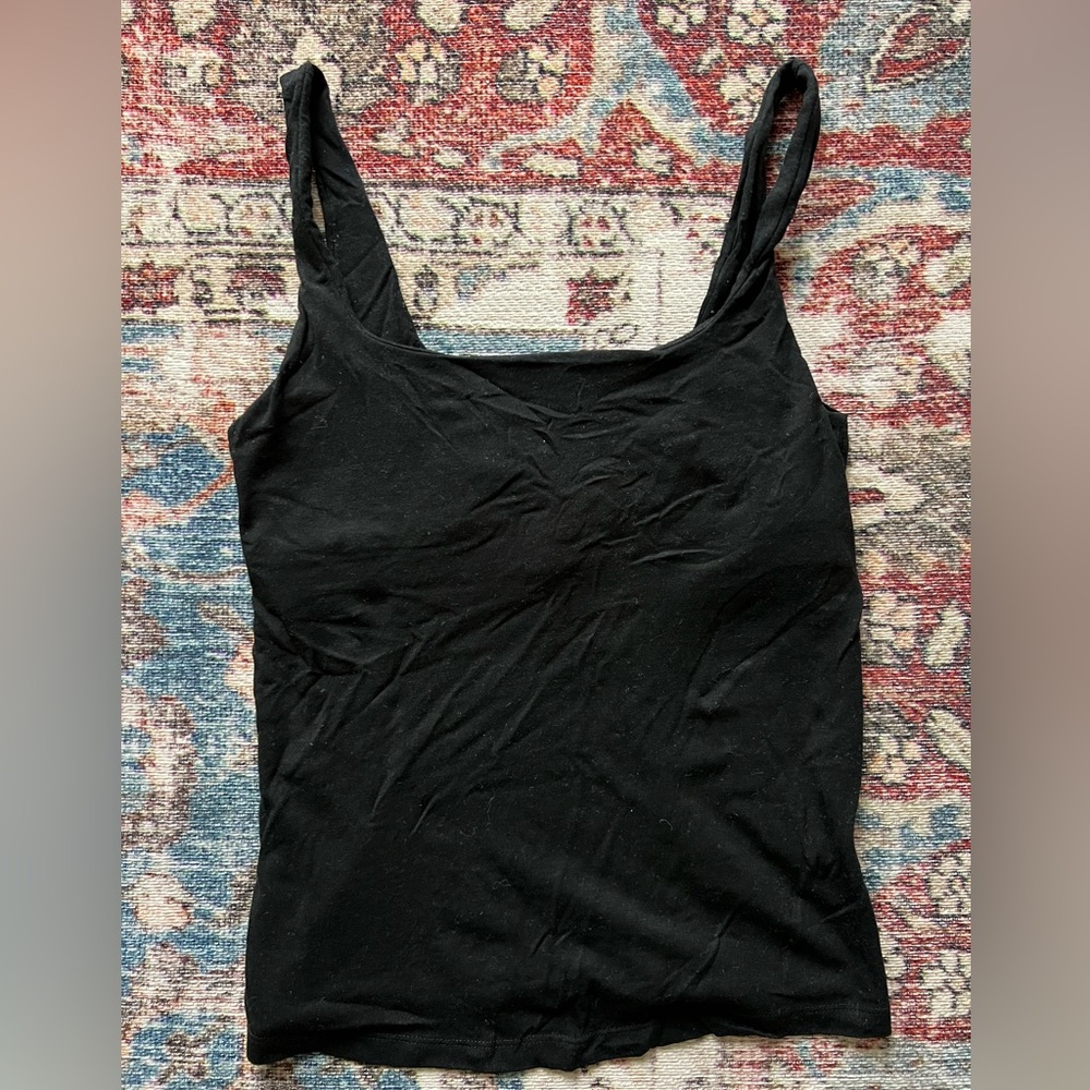 Vincent James Square Neck Tank in Black, Small